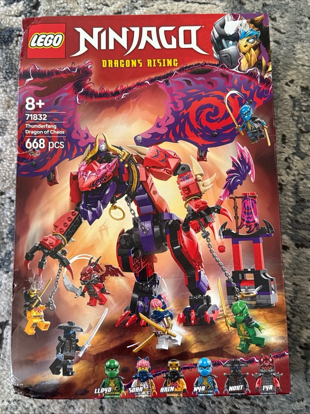BOX DAMAGE LEGO Ninjago 71832 Thunderfang Dragon of Chaos Dragons Rising 668 Pcs